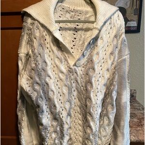 POL Ivory/grey Cable Knit Sweater